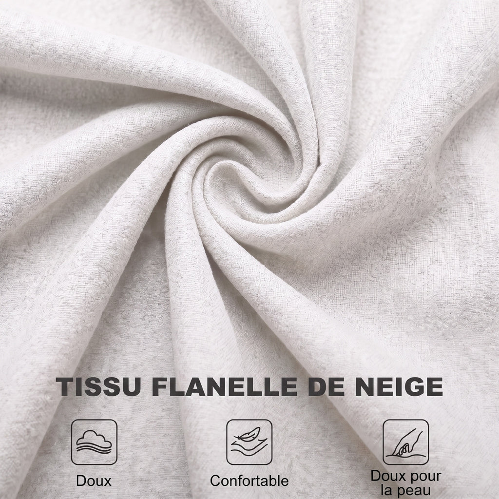 Fauteuil de Salon, Fauteuil d'Appoint Mi-Siècle Moderne en Flanelle Neige avec Haut Dossier Capitonné à Oreilles, Crème-5