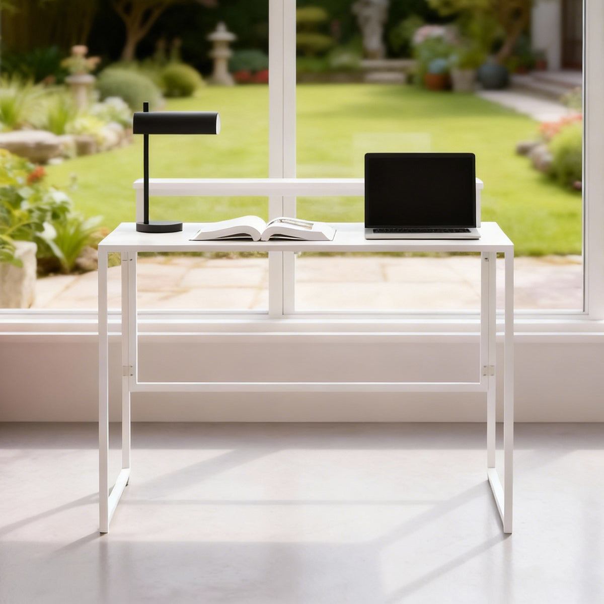 Bureau d'ordinateur pliable avec support d'écran, pour chambre, petits espaces, 100 x 48 x 87,5 cm, blanc-7