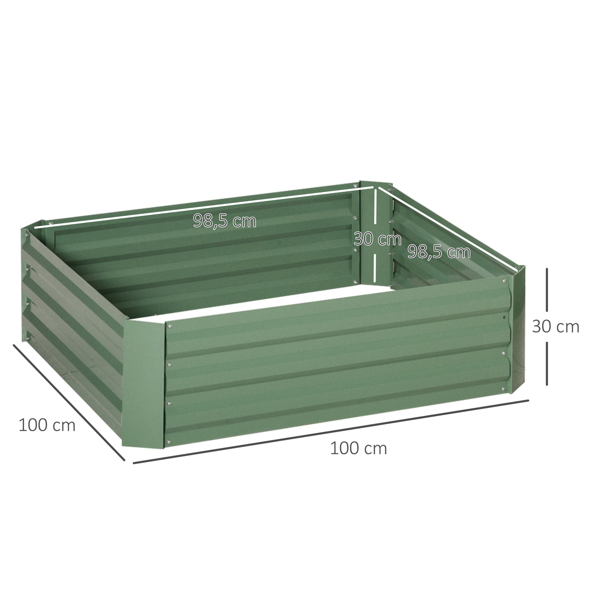 Lot de 2 carré potager de jardin dim. 100L x 100l x 30H cm - tôle d'acier ondulée vert-2