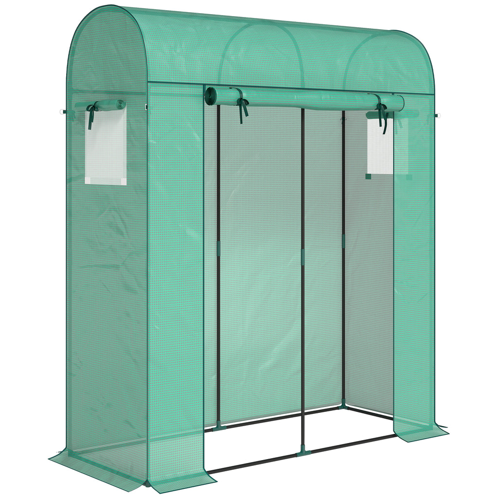 Serre de Jardin, Petite Serre de Balcon en Bâche PE et Châssis Acier, Porte Roulante et Fenêtres 170 x 68 x 200 cm, Vert-0