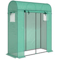 Serre de Jardin, Petite Serre de Balcon en Bâche PE et Châssis Acier, Porte Roulante et Fenêtres 170 x 68 x 200 cm, Vert-0
