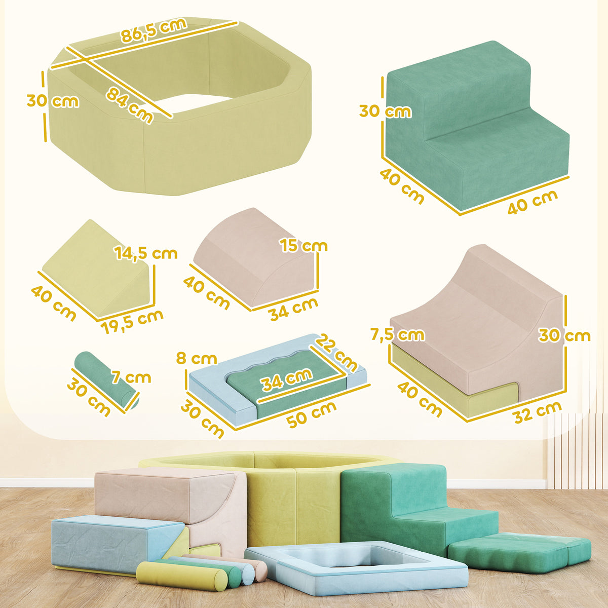 Parcours motricité bébé module motricité bébé avec piscine à balles housse lavable 160 x 137,5 x 30 cm multicolore-2