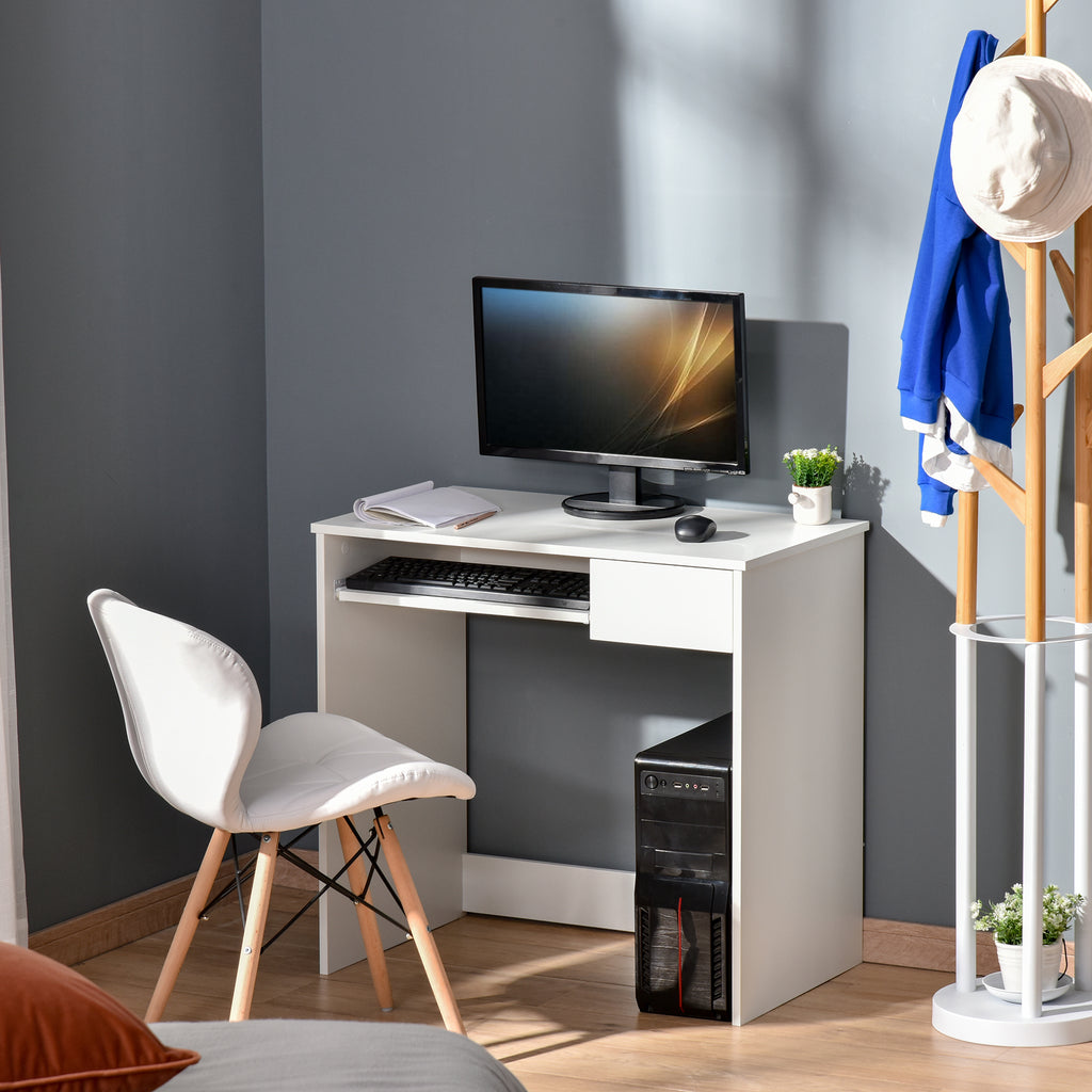 Bureau d'Ordinateur, 80 x 45 x 75 cm, Bureau avec Rangement, Plateau pour Clavier et Tiroir, Blanc-8