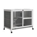 Cage à lapin clapier sur roulettes petit enclos animaux en bois massif 2 étages toit ouvrant plates-formes 91,5 x 53,3 x 73 cm gris-0