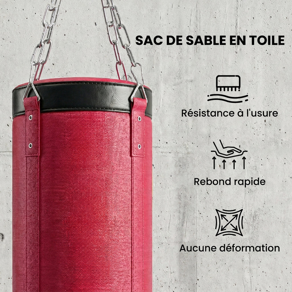 Support Sac de Frappe Autoportant avec Sac de Frappe et Base Lesté Réglable en Hauteur 175x91x231cm Rouge-4