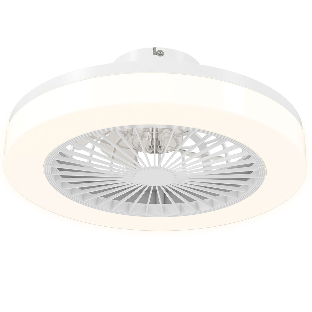 Ventilateur de plafond avec lumière et télécommande 6 vitesses, minuterie, luminosité réglable, blanc-0
