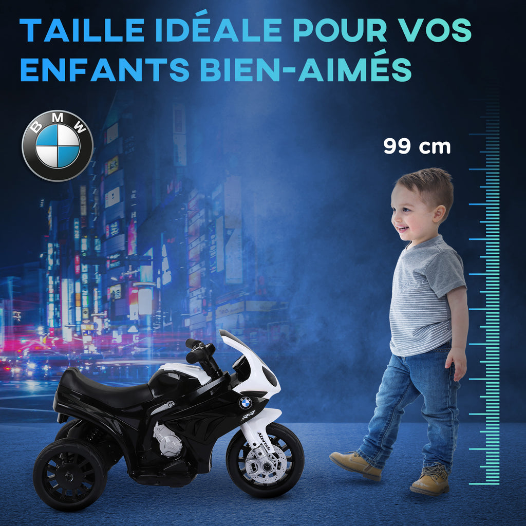 Moto électrique enfants sous licence BMW S1000 RR, 3 roues, 6V et 2,5 Km/h, voiture électrique enfants avec effets lumineux et sonores, moto enfant, charge max. 20 kg, noir-6