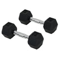 Ensemble d'haltères courtes total 2 x 5 Kg, haltères musculation fitness pour homme et femme, entraînement musculaire & haltérophilie - métal caoutchouc noir-0