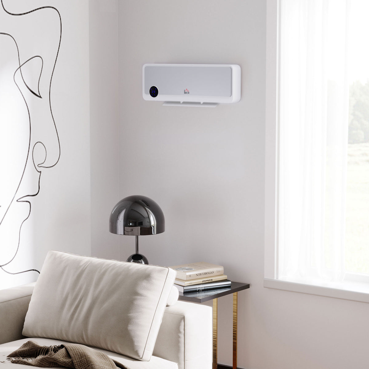 Radiateur mural soufflant oscillant 2000 W - chauffage céramique PTC - 3 niveaux de puissance - télécommande incluse blanc argenté-1