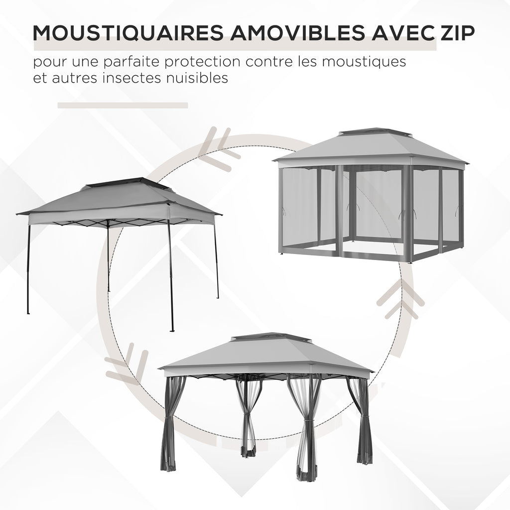 Tonnelle Barnum de Jardin Pop-up Pliant Acier Polyester imperméabilisé Anti UV moustiquaires + Sac de Transport-3