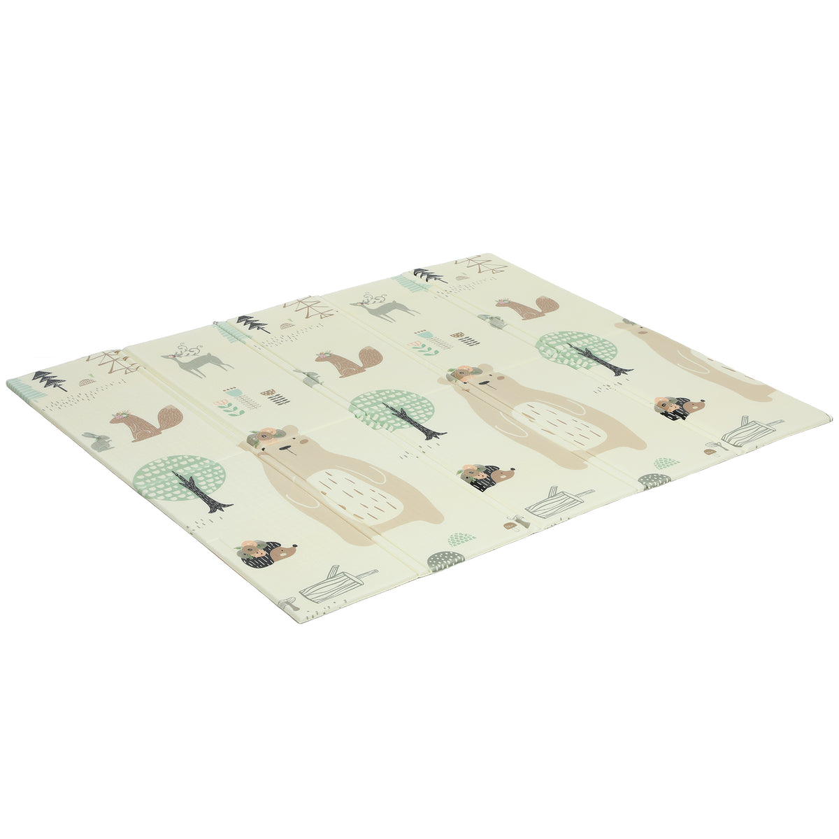 Tapis de jeu pour enfant bebe, tapis d'éveil bébé pliable épais réversible en mousse, 196 x 176 x 1,5 cm, multicolore-0