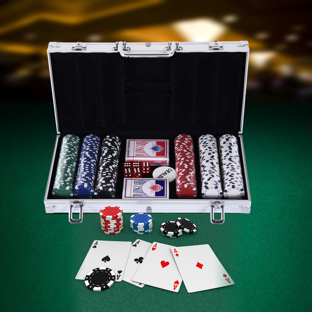 Mallette de Poker Coffret de Poker Complet avec 300 jetons 2 Jeux de Cartes + 2 clés Aluminium-9