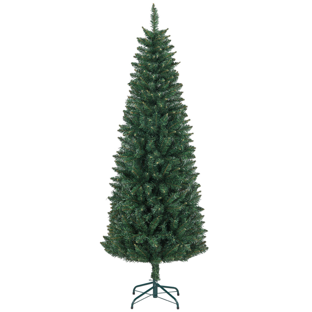 Sapin de Noël Artificiel 180 cm Arbre de Noël Slim avec support en acier pliable, 479 branches épines Vert-0