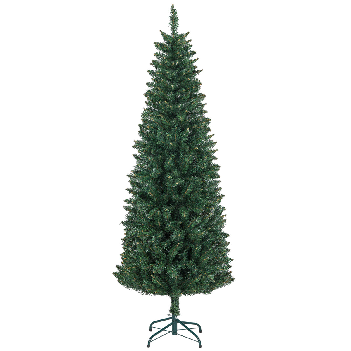 Sapin de Noël Artificiel 180 cm Arbre de Noël Slim avec support en acier pliable, 479 branches épines Vert-0