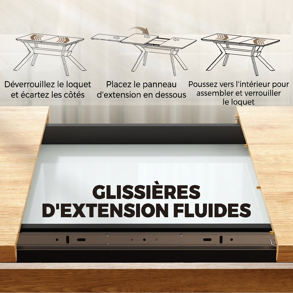 Table à Manger Extensible pour 4 à 6 Personnes, 130-170 cm, Table de Cuisine Rectangulaire, Bords Arrondis, Chêne-4