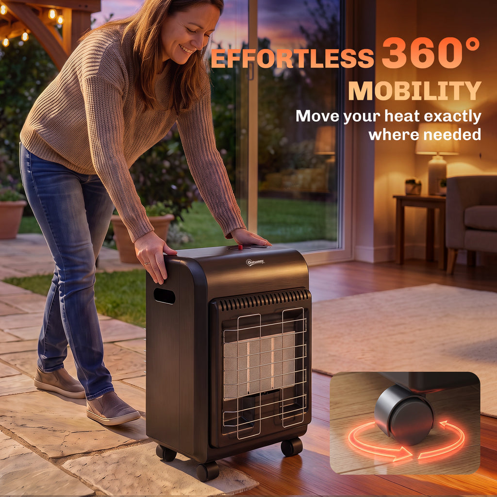 Chauffage d'Appoint Gaz Portable 4,2kW Infrarouge Compact 2 Freins Système ODS Anti-Basculement Housse 37x29x55cm Noir-7