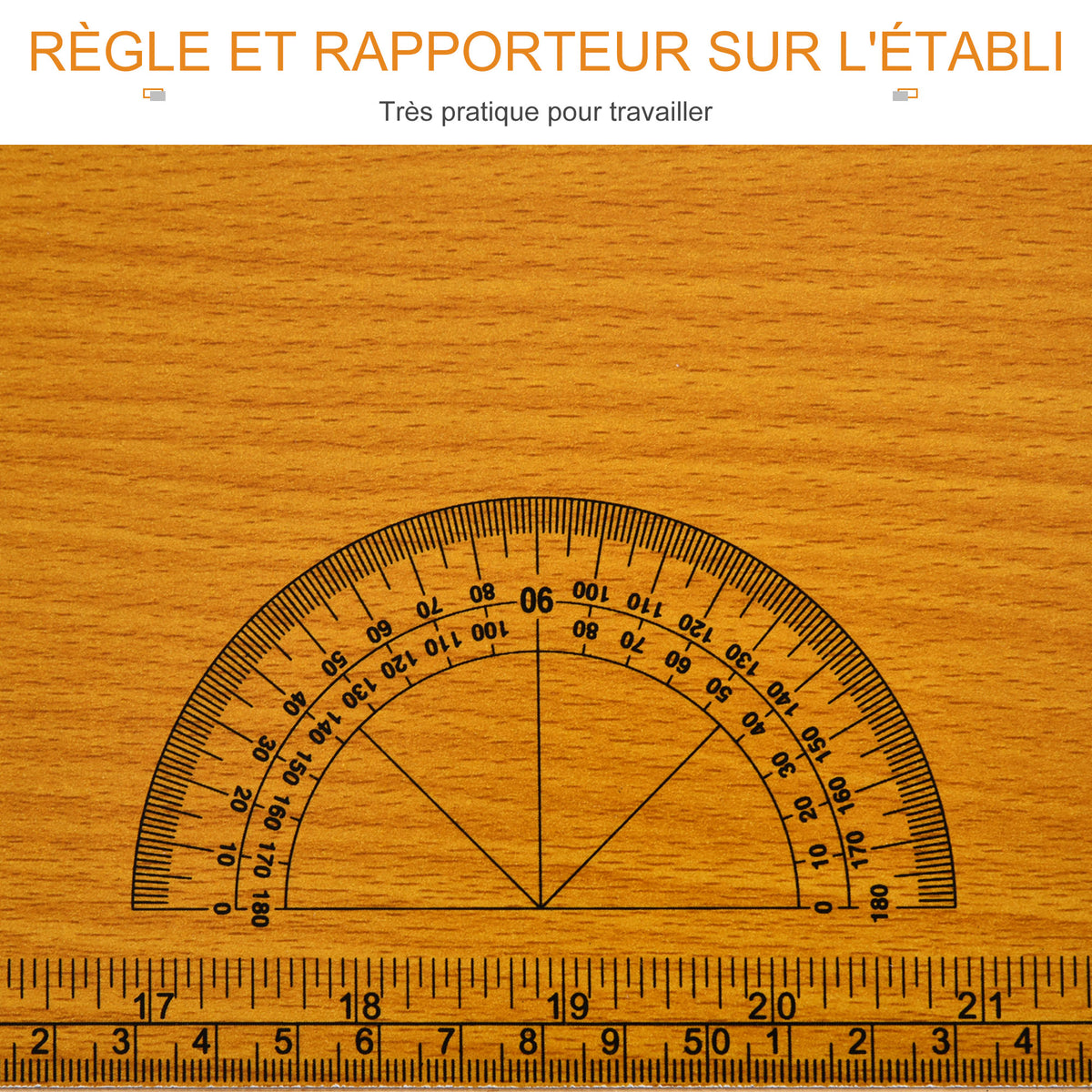 Établi atelier pliant table de travail pliable avec règle et rapporteur MDF table atelier 100 x 60 x 75,5 cm  jaune noir-4