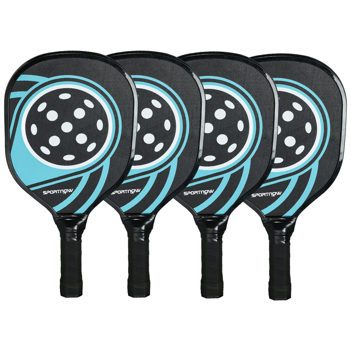 Lot de 4 raquettes de pickleball ensemble de raquette de pickleball en bois de peuplier 4 balles et un sac bleu et noir-0