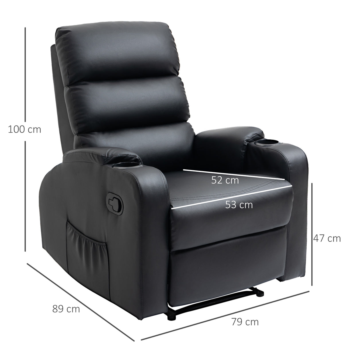 Fauteuil de Relaxation inclinable avec Repose-Pied Ajustable revêtement synthétique Noir-2