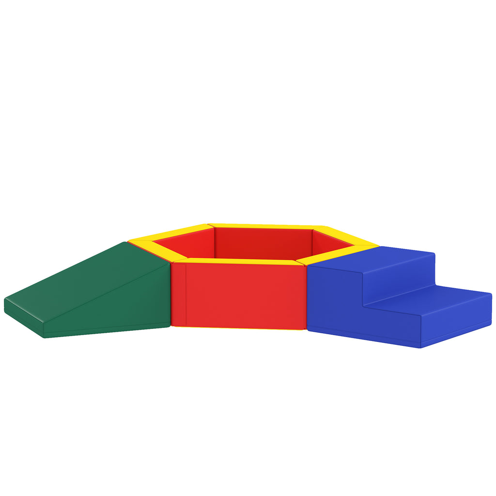 Parcours motricité bébé en mousse EPE avec piscine à balles, module motricité bébé avec housse en PU, multicolore-0