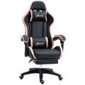 Chaise gaming fauteuil gaming ergonomique avec dossier inclinable à 135° et soutien lombaire, 65 x 65 x 121-129 cm rose-0