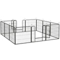 Parc enclos modulable acier époxy porte verrouillable pour chiens petits animaux intérieur et extérieur 80 x 80 cm gris-0