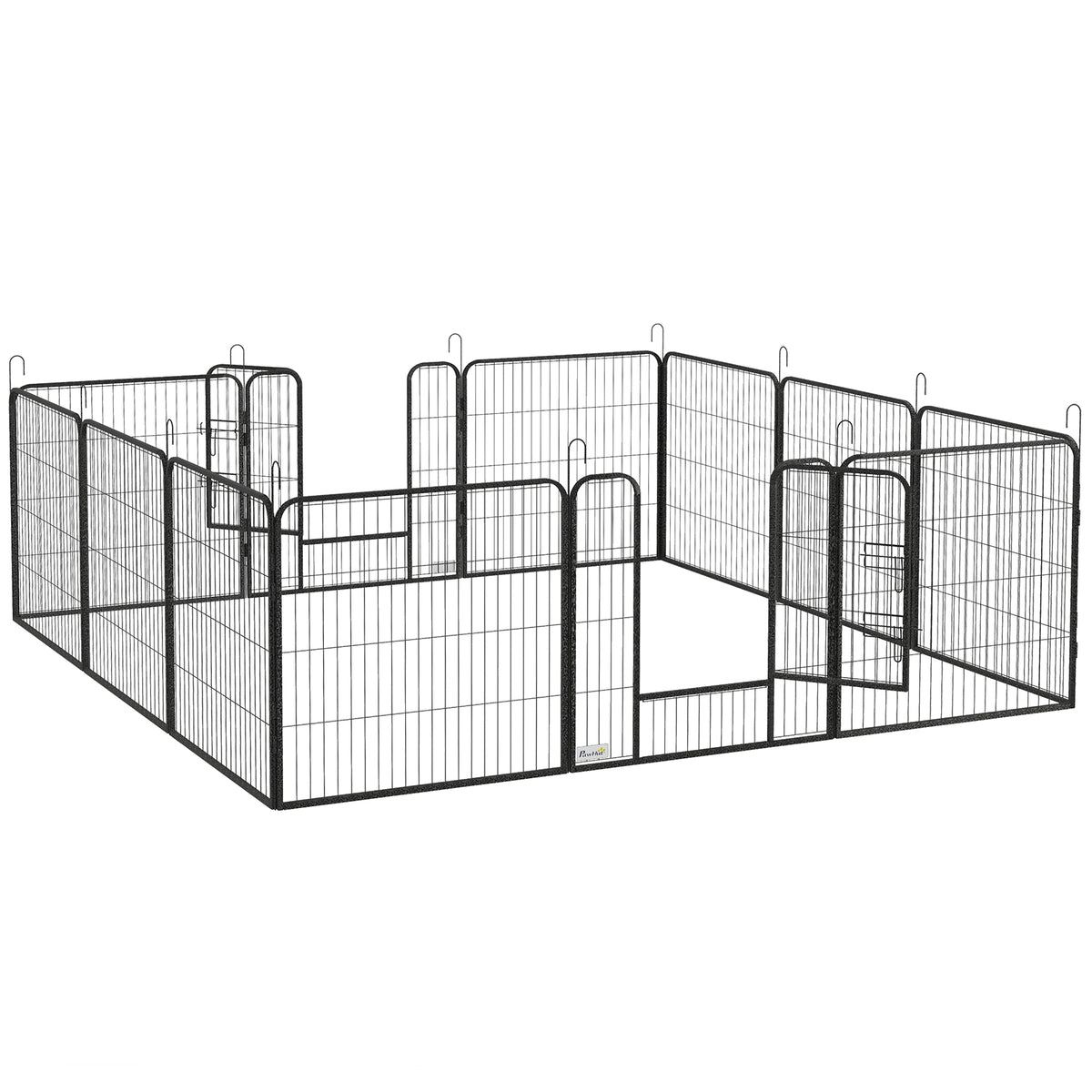 Parc enclos modulable acier époxy porte verrouillable pour chiens petits animaux intérieur et extérieur 80 x 80 cm gris-0