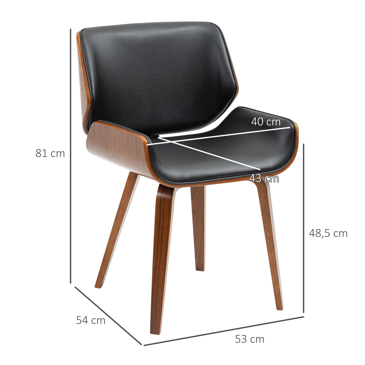 Lot de 2 chaises de salle à manger style vintage assise revêtement synthétique 53l x 54P x 81H cm noir marron-2