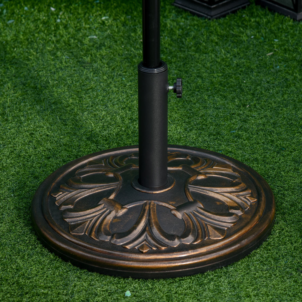Pied de parasol rond base de lestage Ø 48 x 34H cm ciment HDPE motif fleurs de lys poids net 13 Kg noir doré-3