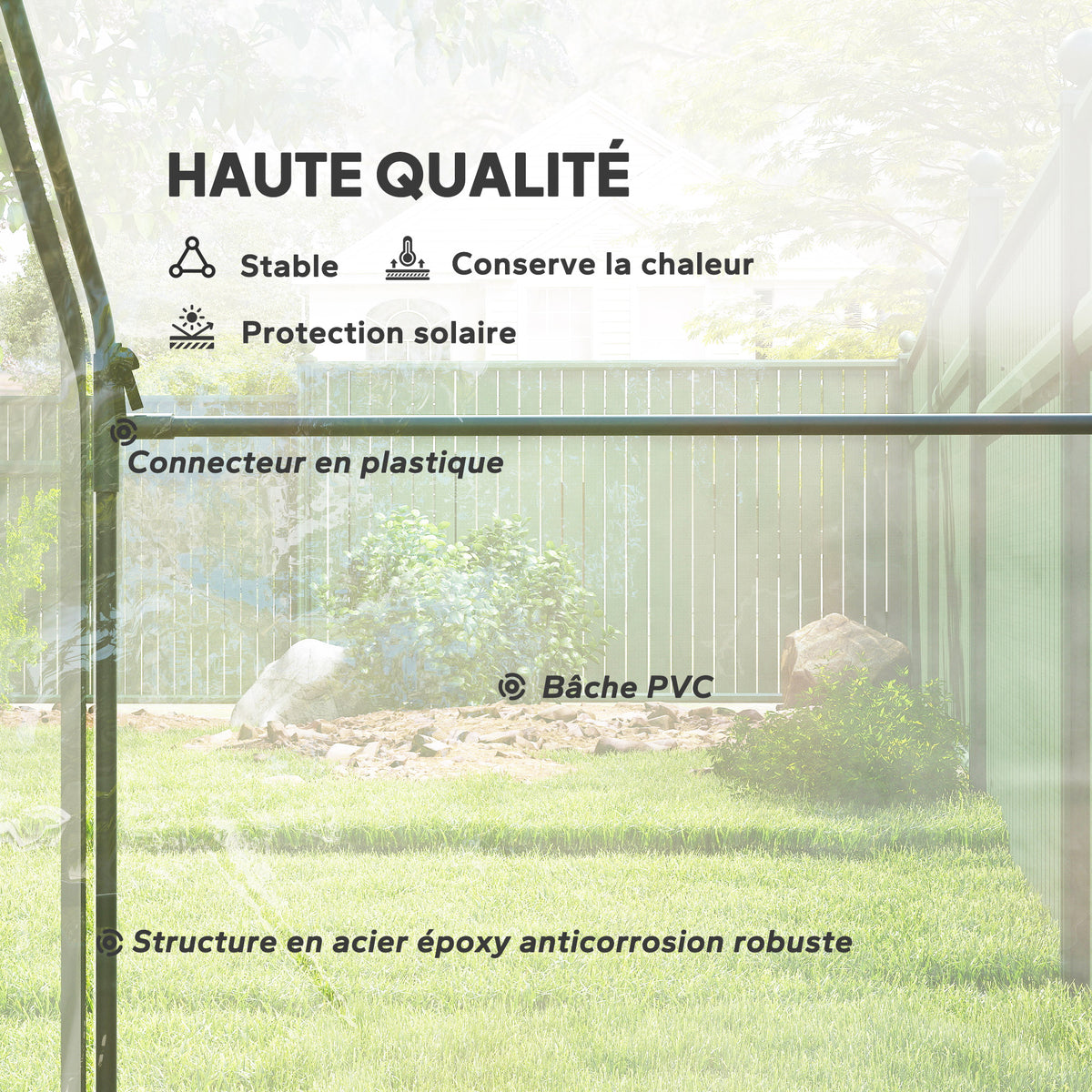 Serre de Jardin Balcon terrasse Serre pour tomates 1,8L x 1l x 1,68H m Acier plastique imperméable Transparent Vert-4