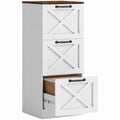 Caisson de Bureau avec 3 Tiroirs, Dossiers Suspendus pour Formats Lettre/A4, Style Rustique, 40x40x101cm, Blanc-0