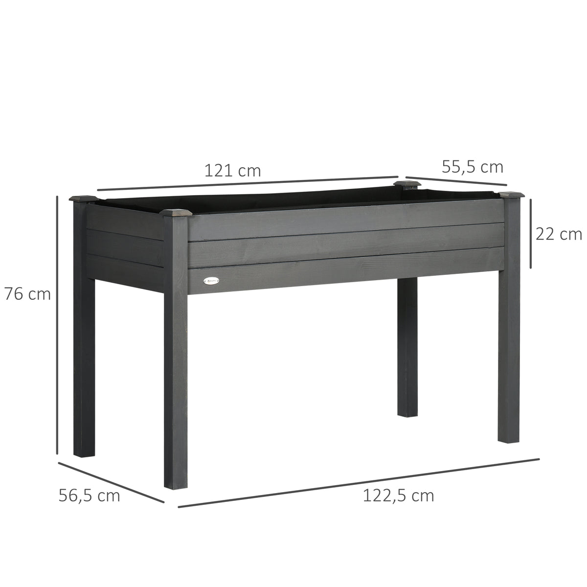 Jardinière sur Pieds Potager dim. 122,5L x 56,5l x 76H cm Inserts d'irrigation + Feutre de Drainage Bois Massif Sapin-2