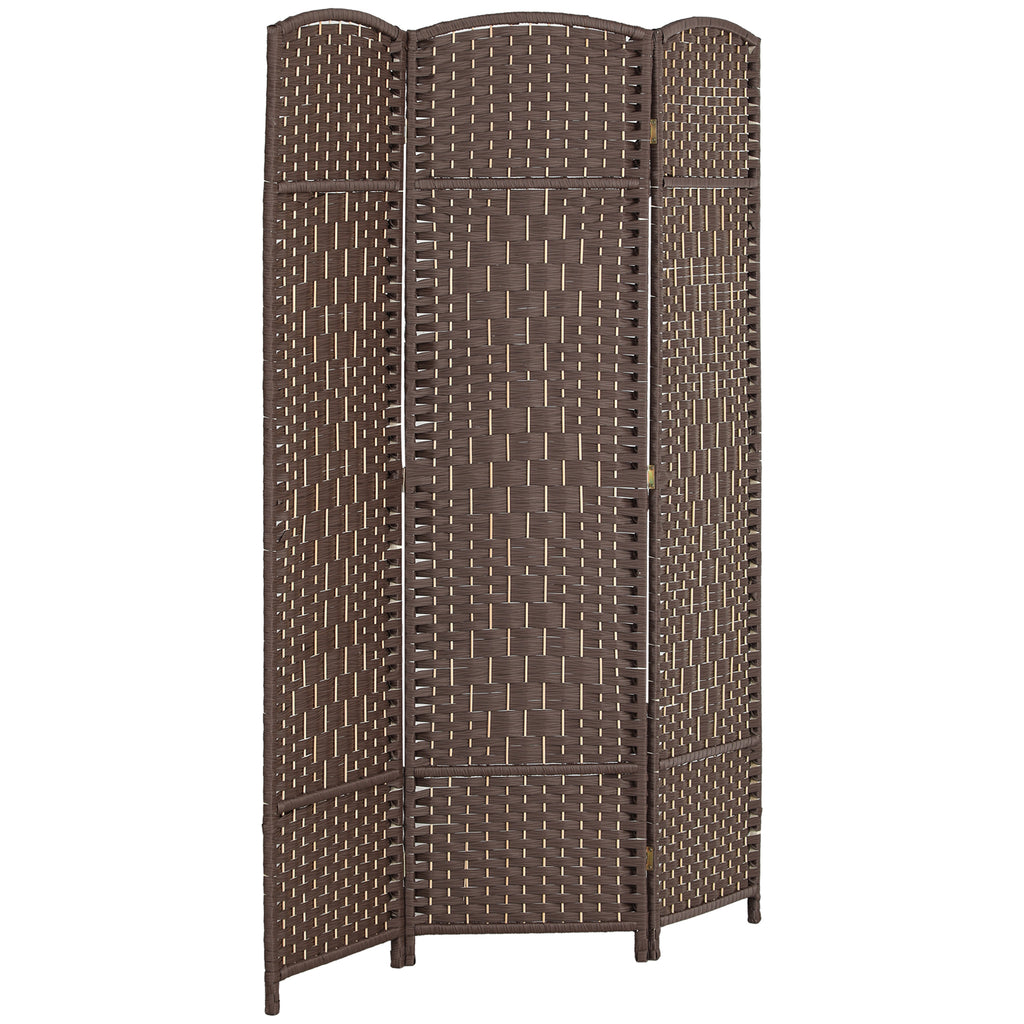 Paravent intérieur en bois 3 panneaux séparateur de pièce pliable pour salon chambre 135 x 180 cm marron-0