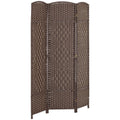 Paravent intérieur en bois 3 panneaux séparateur de pièce pliable pour salon chambre 135 x 180 cm marron-0