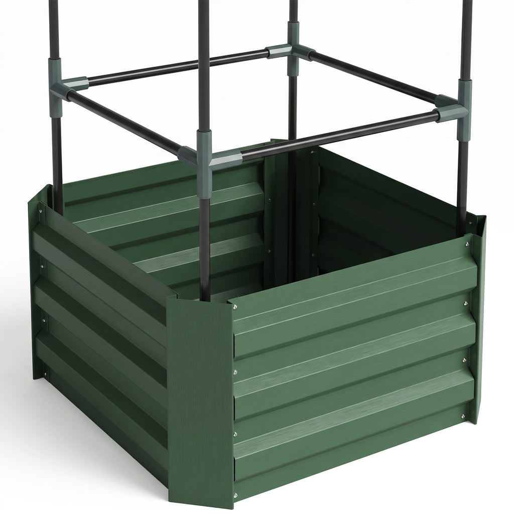 Jardinière avec treillis ajustable, bac à fleurs avec cage à tomates acier galvanisé 61 x 61 x 187 cm vert-9