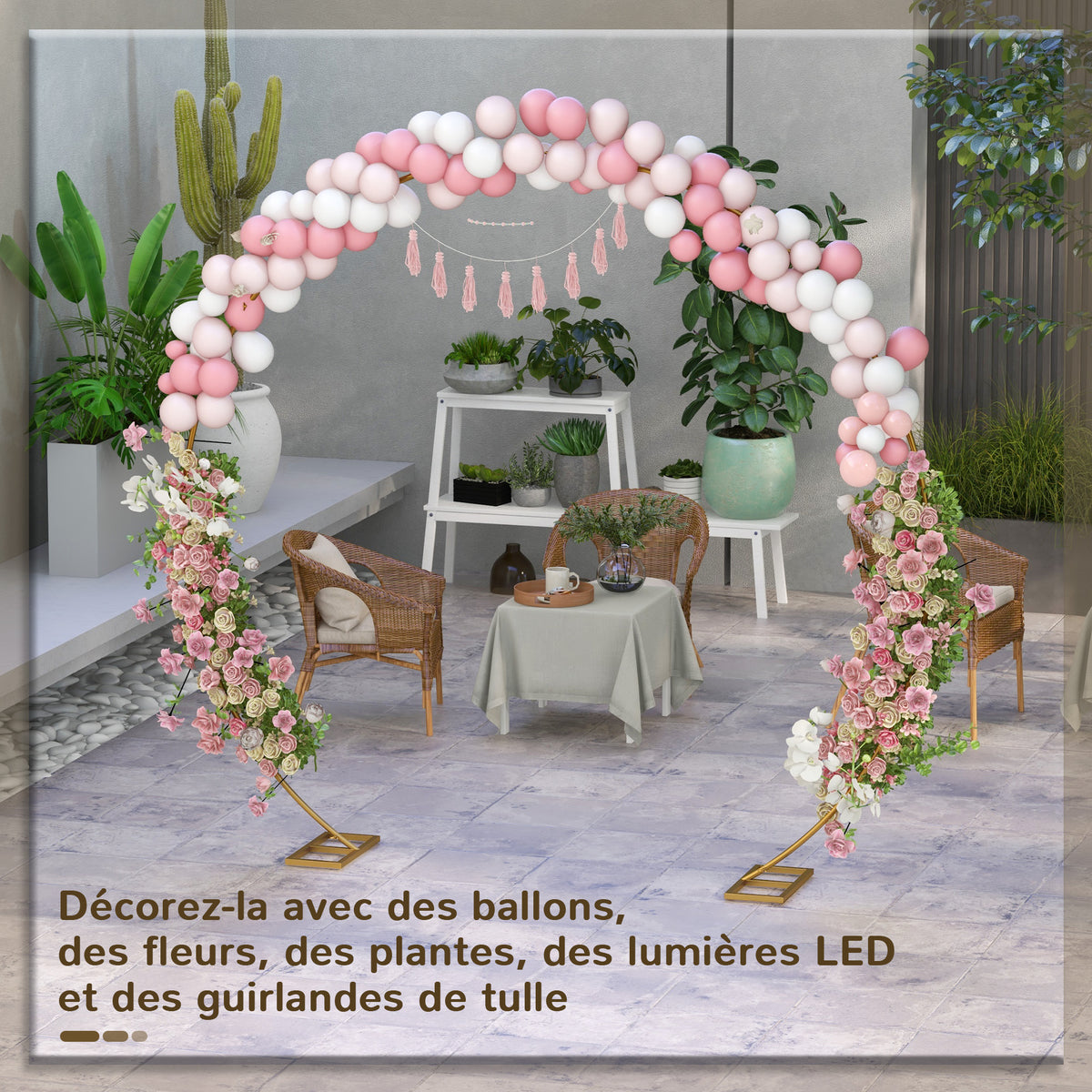 Arche de jardin arche de plantes grimpantes pour mariage, anniversaire, cérémonie et banquet acier doré-3