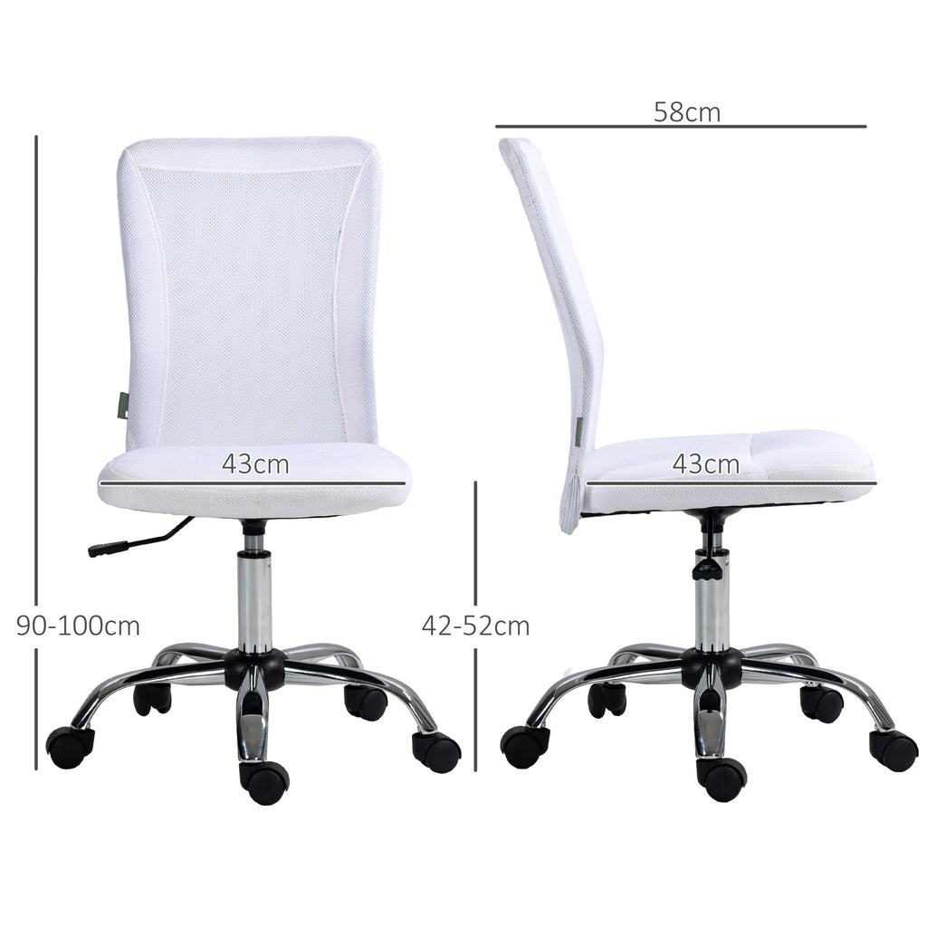 Chaise de bureau ergonomique hauteur réglable piètement chromé pivotant 360° revêtement maille blanc-2