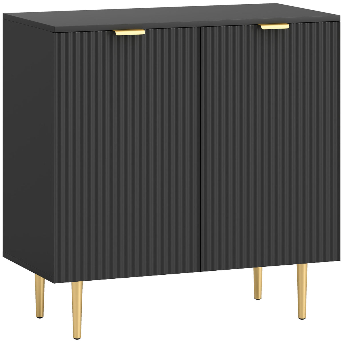 Buffet cuisine meuble de rangement avec 2 portes étagère réglable pieds métalliques surélevés 80 x 40 x 80 cm noir-0