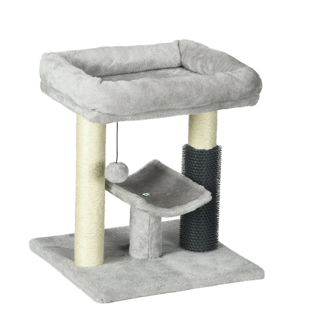 Petit arbre à chat arbre à grimper tour de jeux hauteur 48 cm poteau en sisal gris avec balle suspendue gris-0