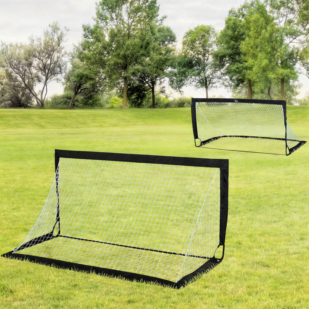 Lot de 2 but de foot extérieur, cage de foot portable avec sac de rangement en tissu Oxford 183 x 90 x 90 cm noir blanc-1