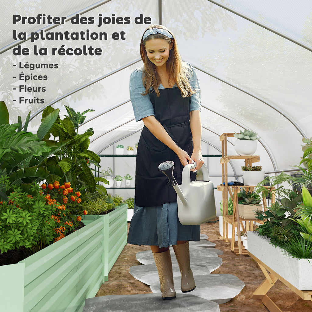 Serre de jardin tunnel grande taille avec bâche PE cadre en acier porte enroulable et 12 fenêtres 8 x 3 x 2 m blanc-6