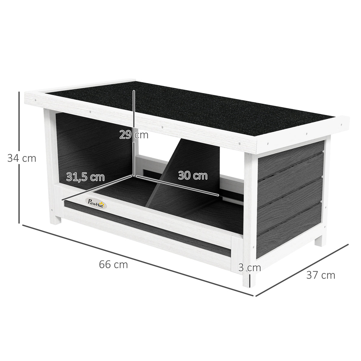 Pondoir nichoir pour poules 3 emplacements avec toit asphalte structure en bois 66 x 37 x 34 cm gris noir-2