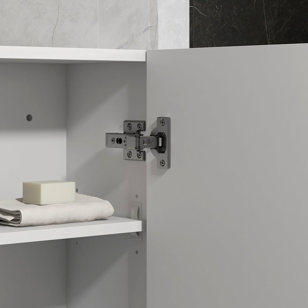 Armoire murale de salle de bain 1 porte avec étagère réglable en hauteur 3 niveaux 37 x 22,5 x 70 cm blanc haut brillant-7