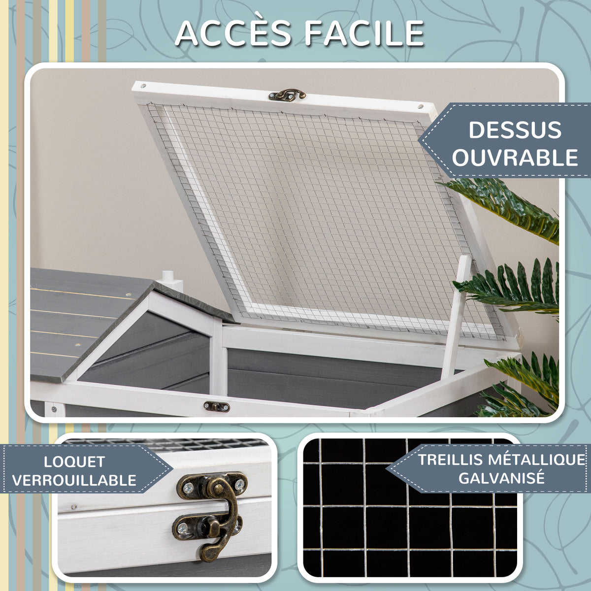 Maison enclos cage pour petit animal tortue avec 2 espaces 86 x 54 x 43 cm - bois de sapin-4