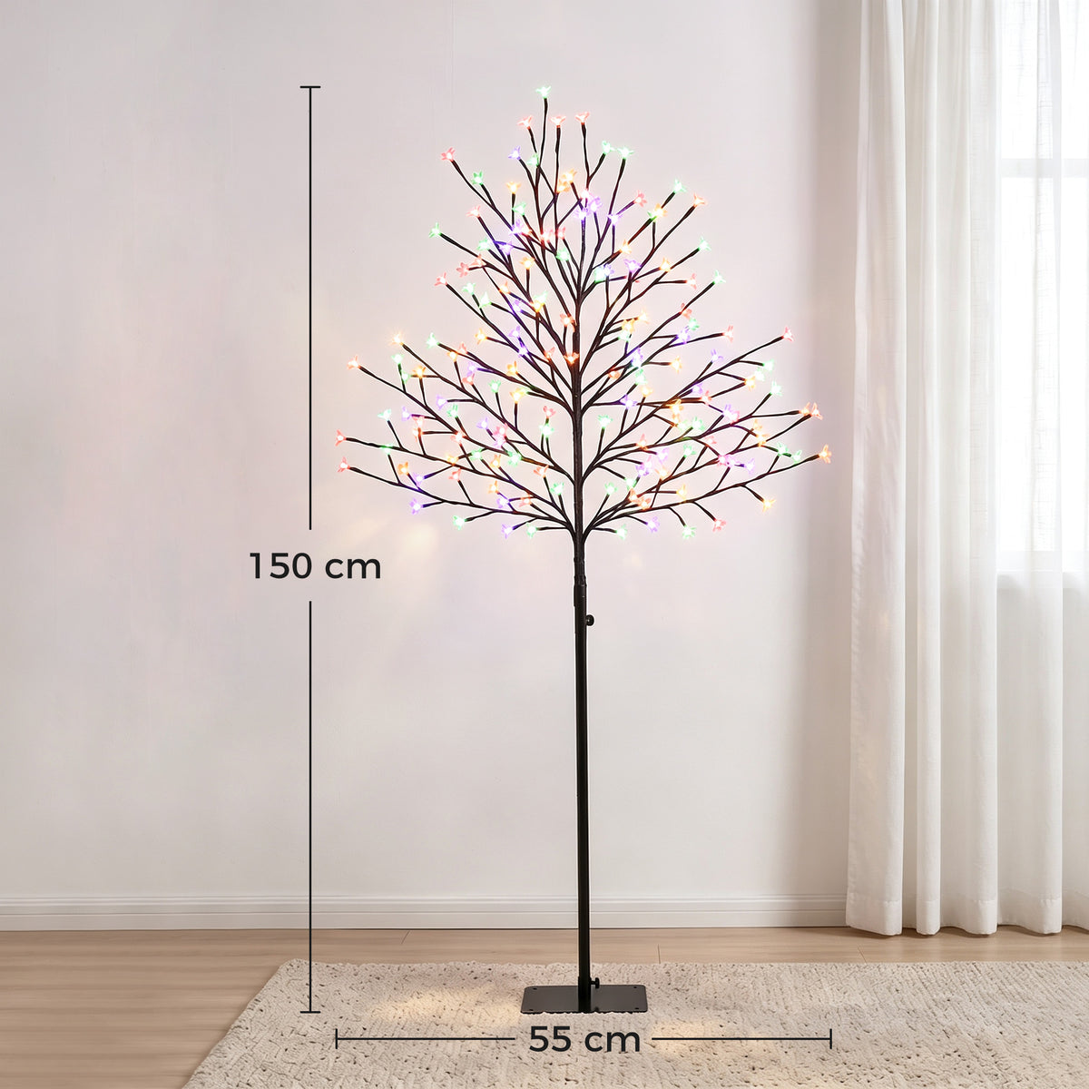 Arbre lumineux 150cm Cerisier Artificiel Lumineux  160 LED et 16 Branches Flexibles, Décoration Intérieure et Extérieure-2