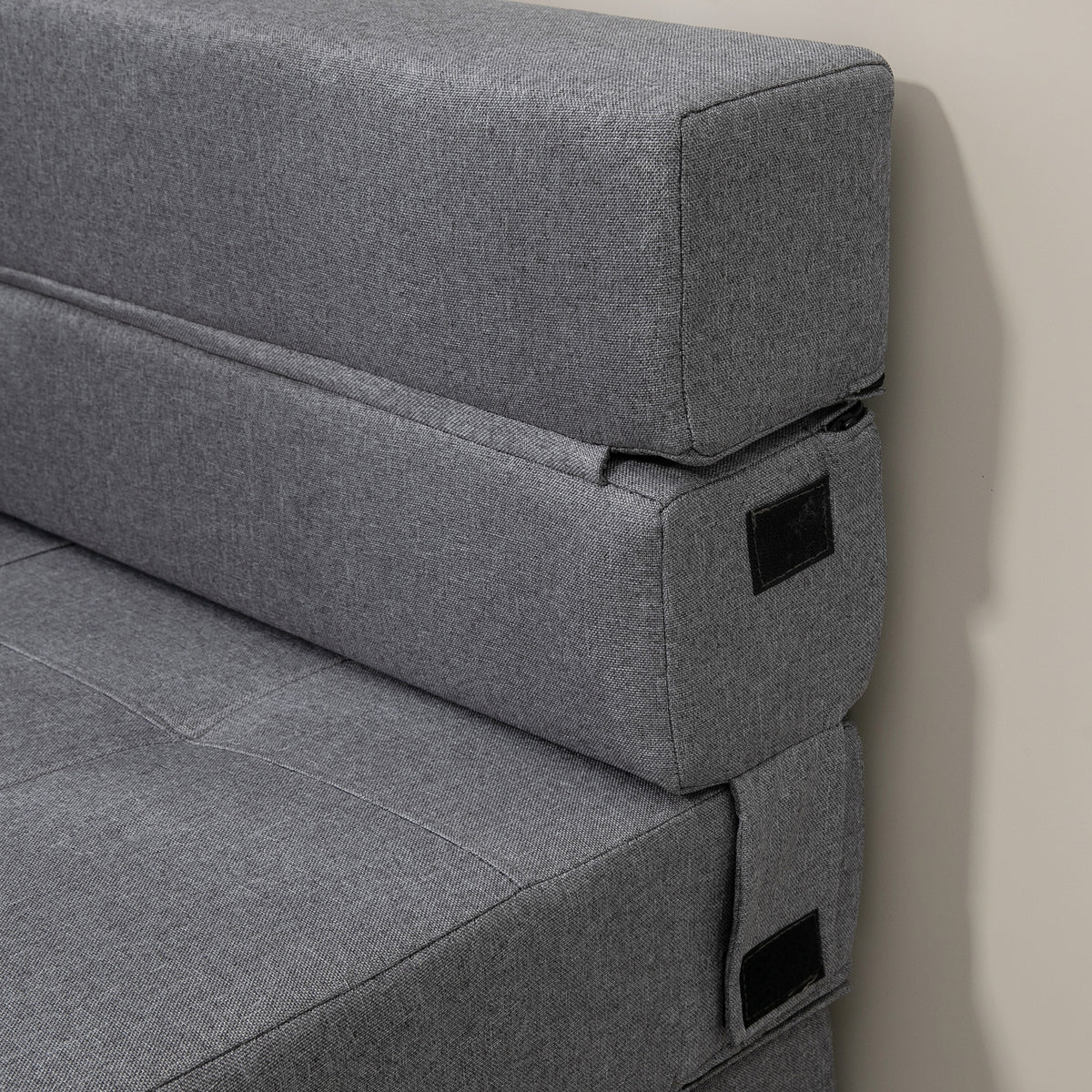 Chauffeuse canapé-lit convertible fauteuil 1 place avec 1 coussin déhoussable, tissu gris-7