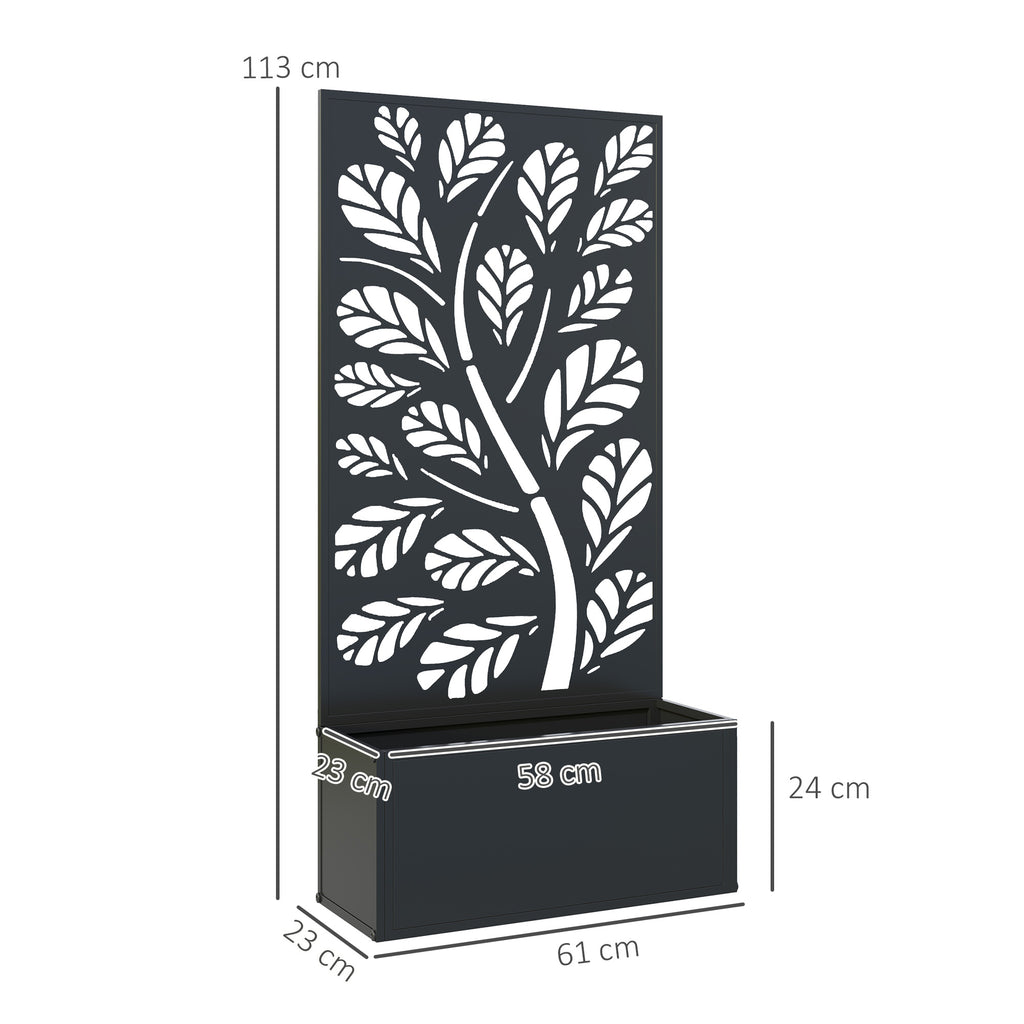 Jardinière avec brise-vue paravent treillis pour Plante Grimpante, bac à Fleurs - dim. 61L x 23l x 113H cm-2