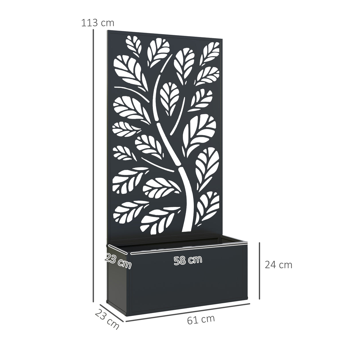Jardinière avec brise-vue paravent treillis pour Plante Grimpante, bac à Fleurs - dim. 61L x 23l x 113H cm-2