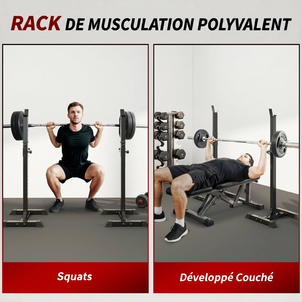 Support de musculation entrainement pour barre longue haltère charge max. 150 Kg-3