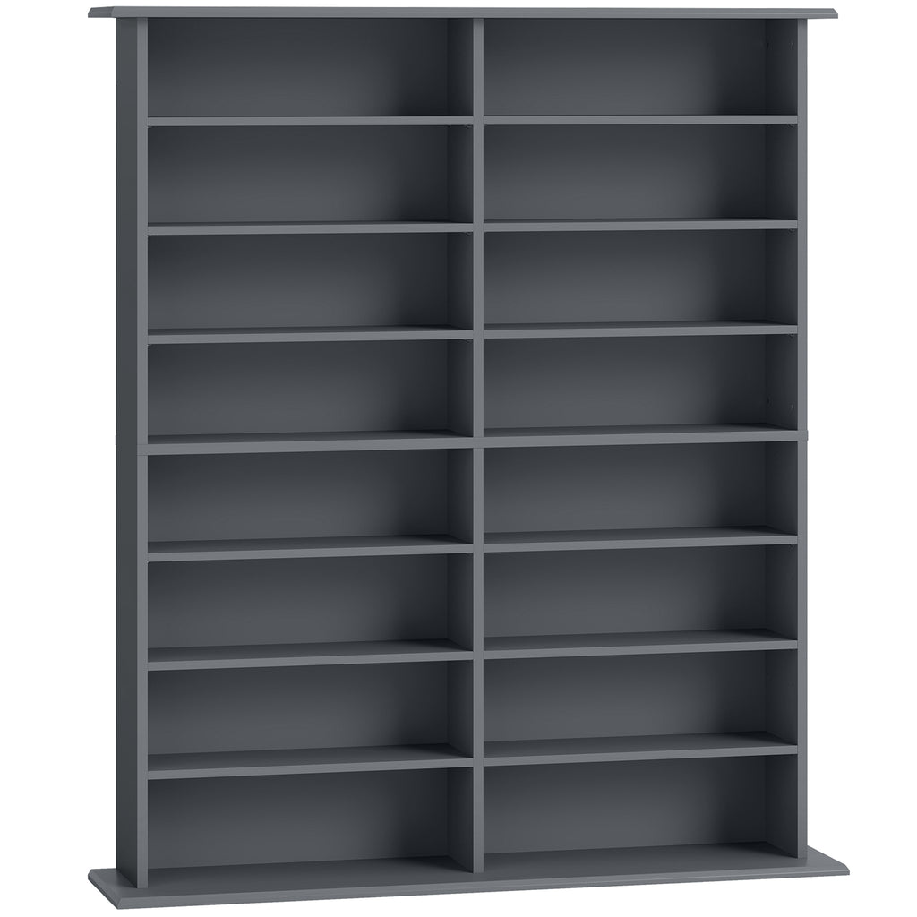 Rangements pour CD et DVD avec 16 compartiments et 12 étagères réglables capacité max. 720 CD/396 DVD et Blu-ray gris-0